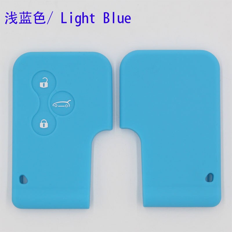 Funda de goma de silicona para llave de coche, para Renault Megane R.S. Scenic 3 botón tarjeta llave funda carcasa: light blue