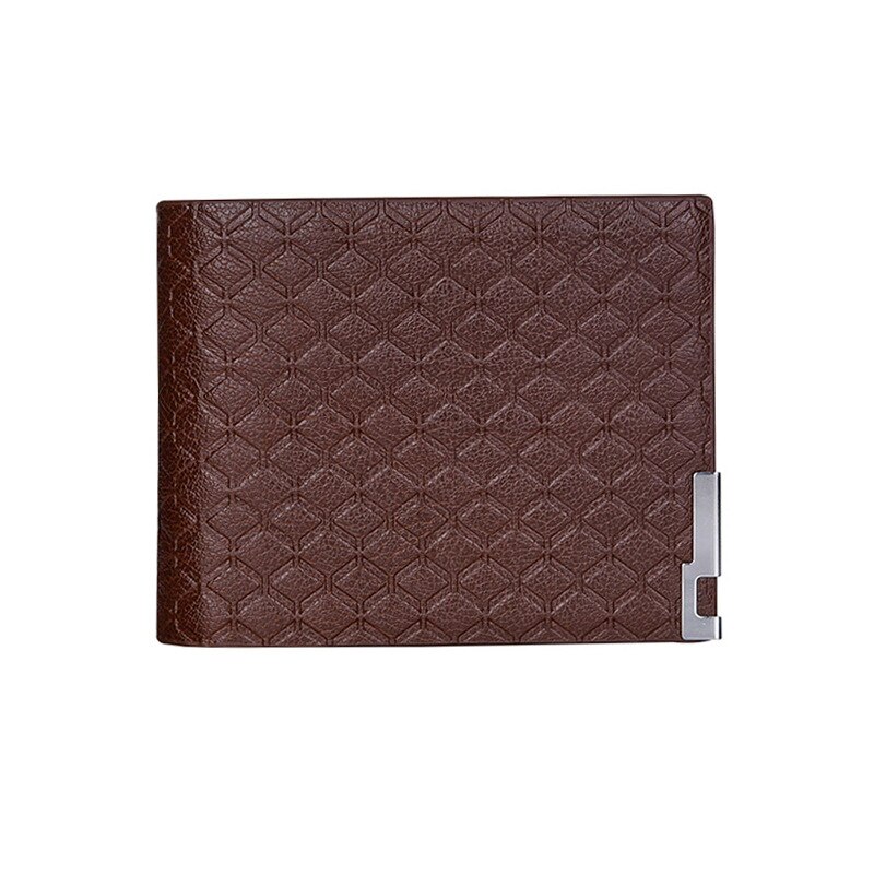 Men's Wallet Multi-card Slot Open Card Bag PU Plaid Short Coin Purse Business Horizontal Square Zipper Wallet