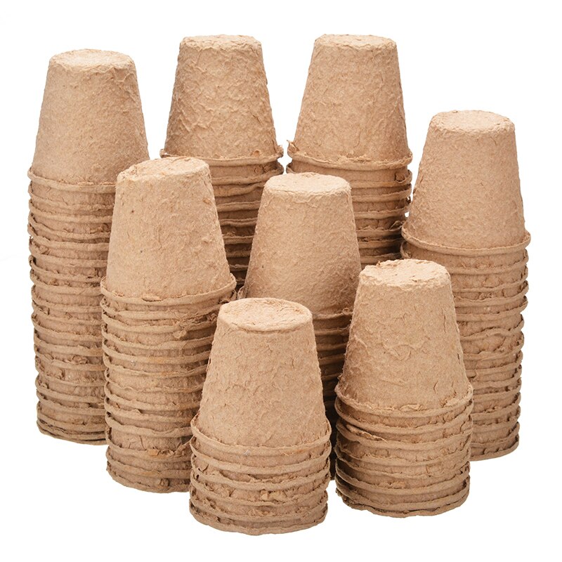 100pcs Biodegradable Nursery Pots Round Paper Peat Flower Vegetable Seedlings Nursery Cup Eco-Friendly Garden Supplies
