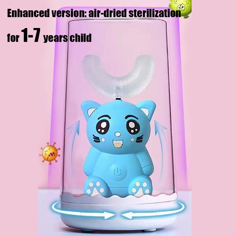 Smart U-Shaped Electric Toothbrush Kids Silicon Automatic Ultrasonic Teeth Tooth Brush Cartoon Pattern Children 360 Degrees Home: Uxingyashua-12