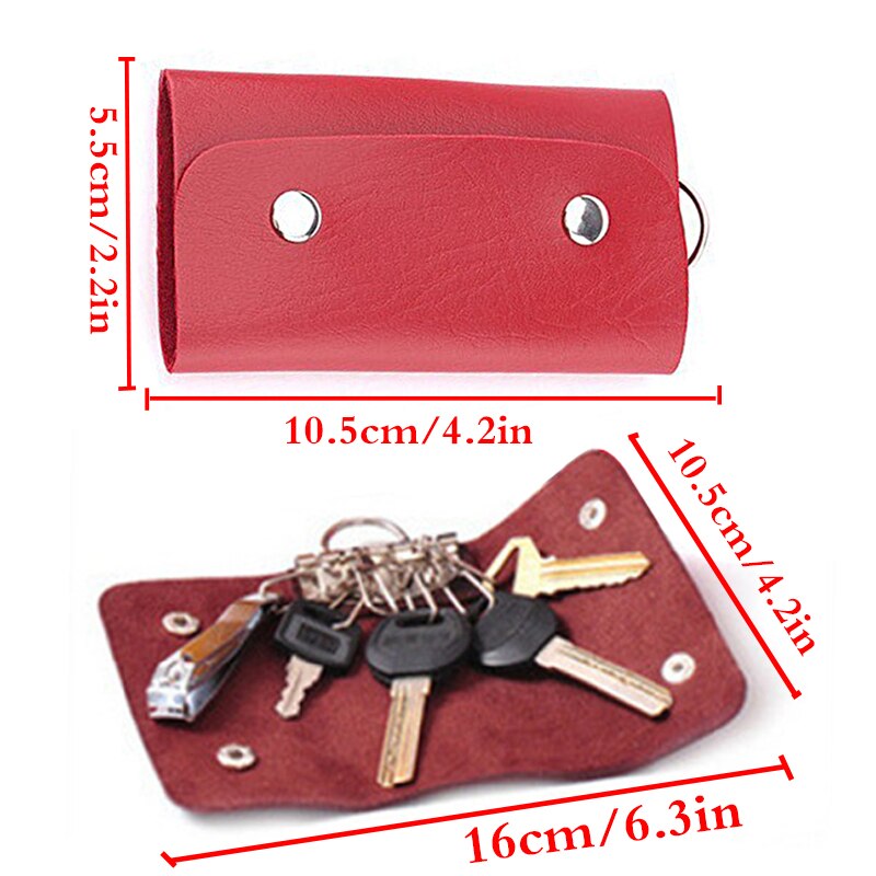 Mannen Vrouwen Solid PU Sleutel Portefeuilles Bedekt Knoppen Unisex Mode Keys Organizer Houders Opbergzakken Creatieve 5 Kleuren