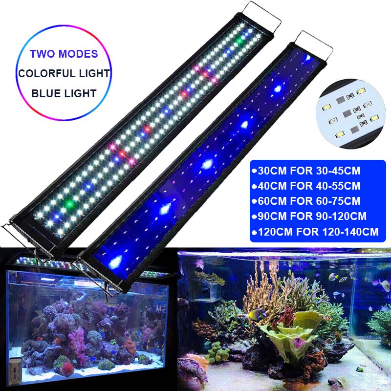 Full Spectrum Led Aquarium Light Multi-color 30 Cm 60 Cm 90 Cm 120 Cm Voor Aquarium Zoetwater coral Plant Marine Verlichting Eu Plug