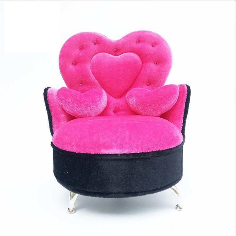 Dollhouse Sofa Furniture Simulation 1/6 Scale Dollhouse Mini Furniture Doll Pink Suede Sofa Toy With Cushion Model Props Vanity: Single2