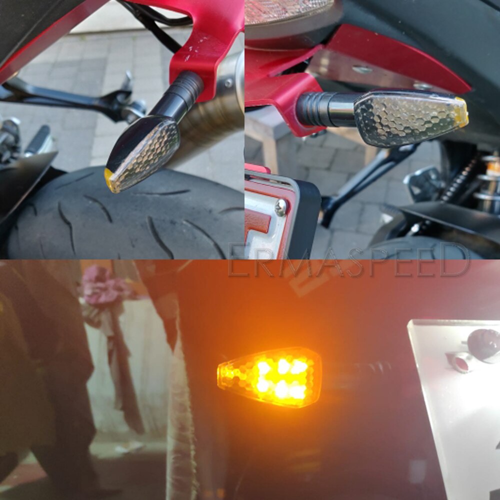 4 pieces/(1 set) Flasher Motorcycle LED Turn Signals Indicator Amber Triangle DRL Blinker Motorbike Rear Lights Signal Lamp