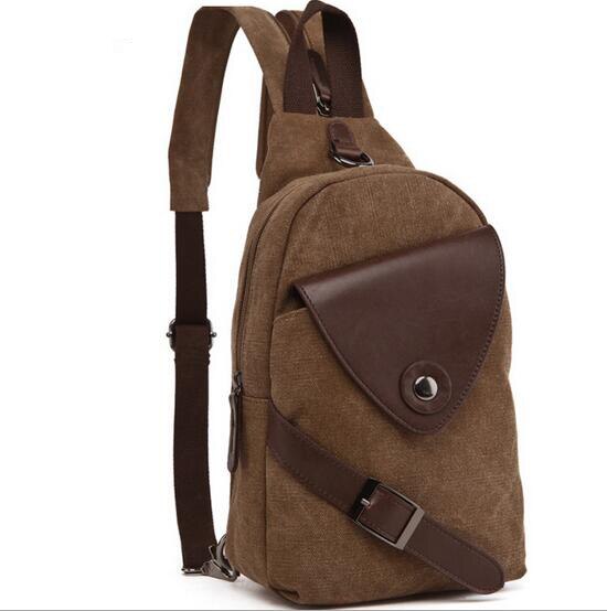 Multifunctionele Mannen Rugzak Rugzak Vintage Mode Mannen Borst Pakken Schoudertas Ontworpen Canvas Leisure Solid: Coffee