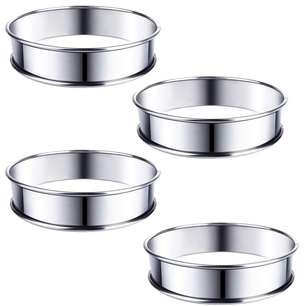 4 Stks/set Rvs Dubbele Rolled Ringen Engels Muffin Ringen Engels Taart Ring Taart Cirkel Tarlet Ring: 10cm