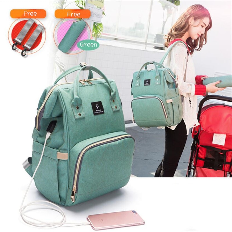 Pofunuo USB sac à dos à couches grande capacité sac de voyage sac à main d'allaitement imperméable à l'eau Nappy sac Kits momie maternité sac à dos