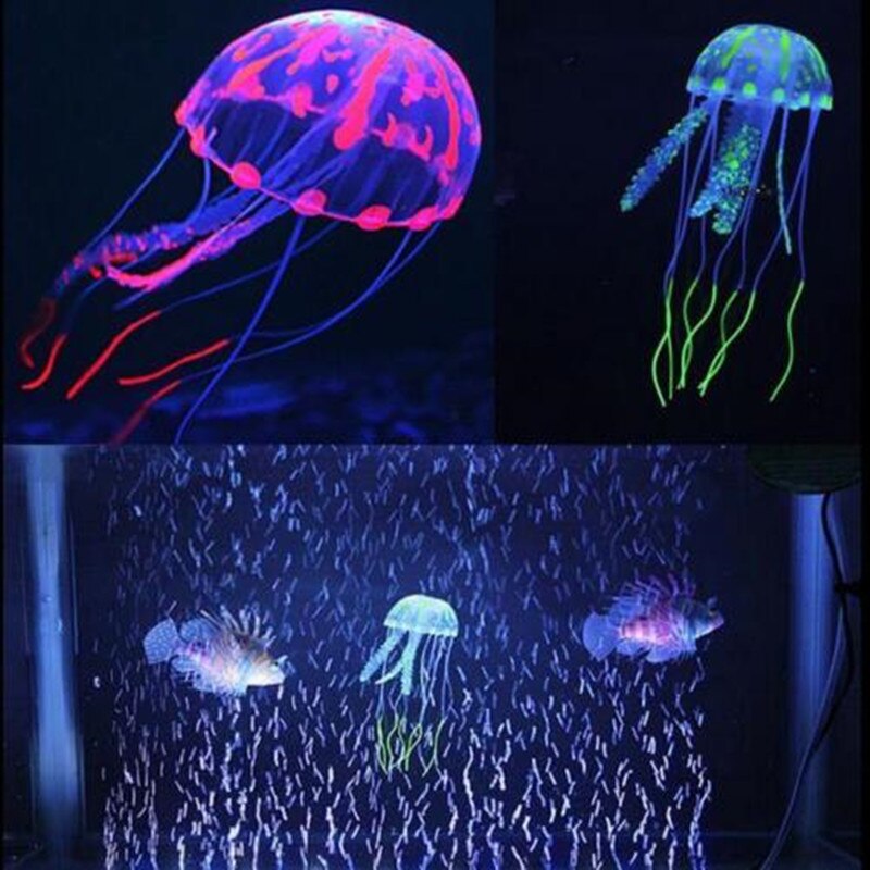 1Pcs Artificial Jellyfish Fish Tank Aquarium Decoration Mini Submarine Ornament Luminous Landscape Fish Tank Accessories