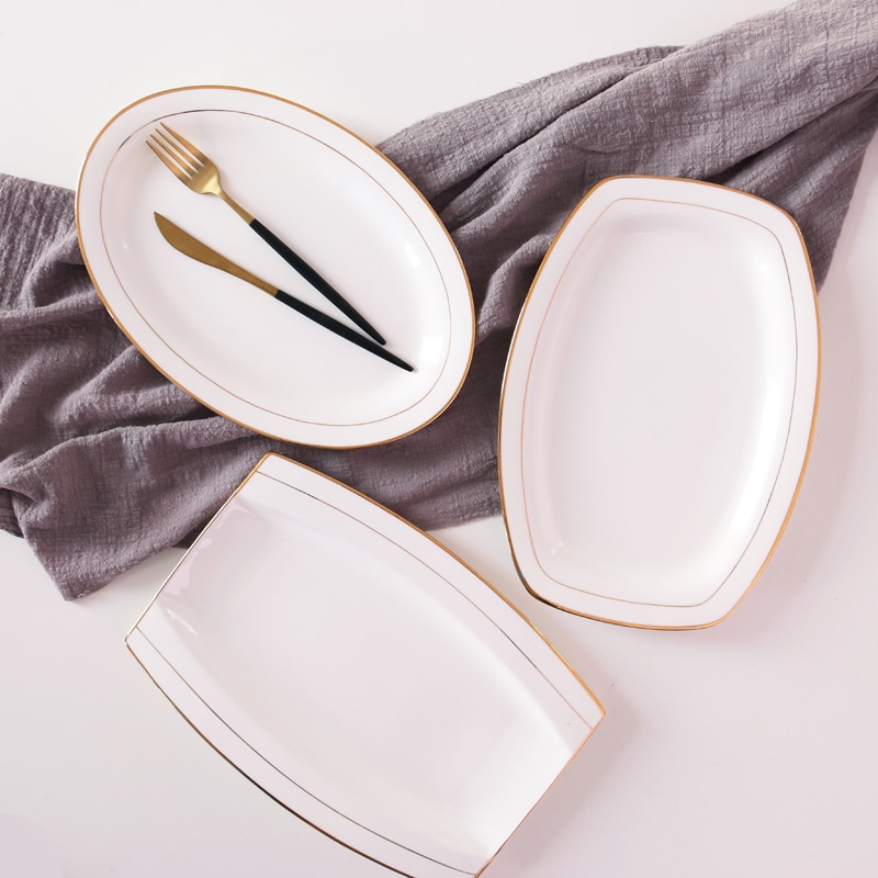 Vis Gevulde Vis Plaat, Huishouden Bone China Europese Stijl Keramische Vis Schotel, grote Rechthoekige Japanse Schotel