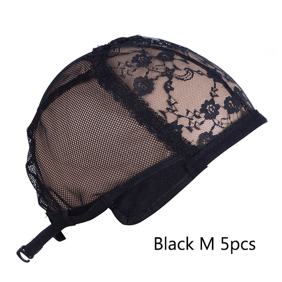 5pcs Lace Wig Caps for Making Wigs Hair Weaving Stretch Adjustable Wig Cap Black Dome Cap for Wig Hair Nets: Auburn