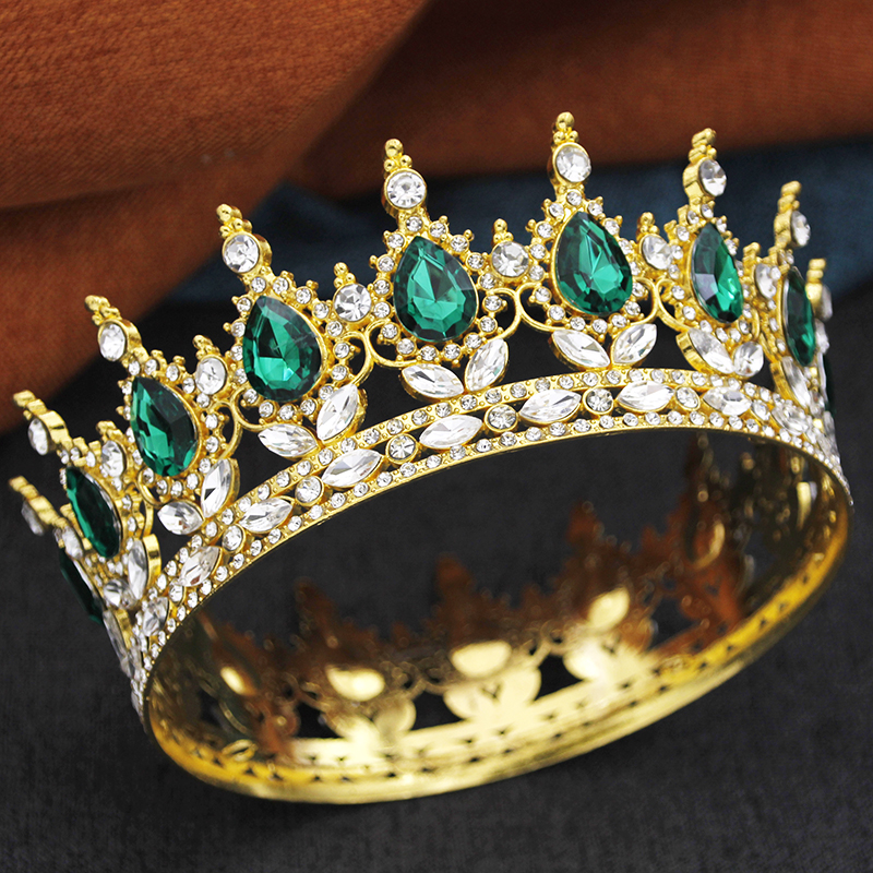 Barokke ronde diadeem koninklijke koningin koning tiara's en kronen feest verjaardag bruids trouwjurk kroon sieraden accessoires: Antique Copper Plated