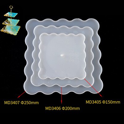 Three-Layer Fruit Dish Silicone Mold For DIY Crystal Epoxy Mold Resin Tray Coaster Storage Mold: 3 PCS Square