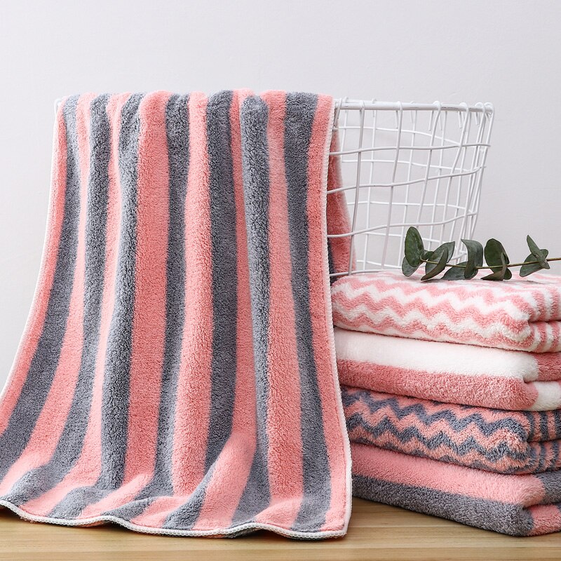 Toalla de microfibra de rayas onduladas para niños y adultos, toalla de baño de secado rápido, supersuave y absorbente, grande