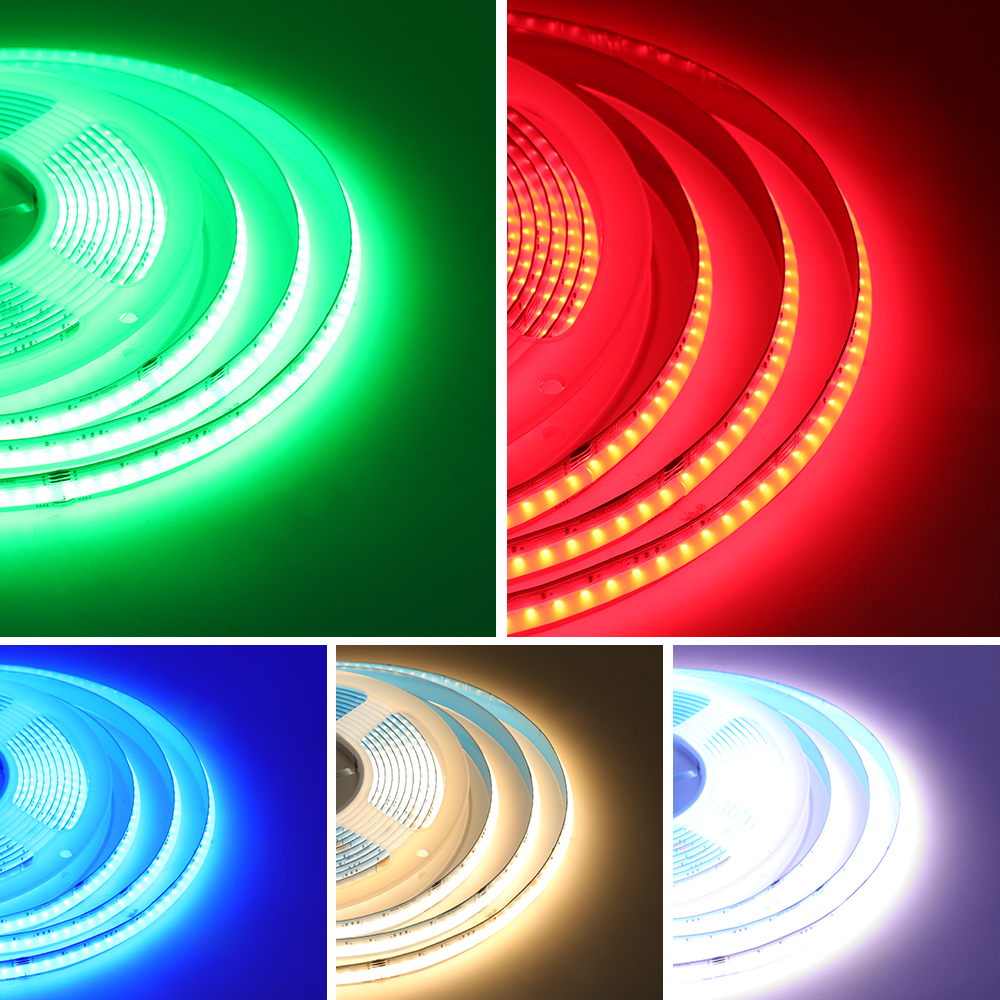 RGBCCT RGBW RGBWW RGB COB tira de luz LED 24V 840 784LEDs/m cinta Flexible de alta densidad luces lineales COB regulables 1M 2M 3M 4M 5M