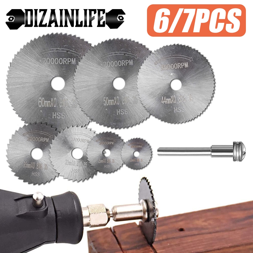 HSS Mini Circular Saw Blade Set Sharpcut Dremel Cutting Disc Drill Blade and Mandrel Woodworking Dremel Accessories Rotary Tools