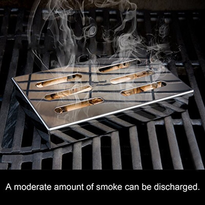 Stainless Steel Barbecue Meat Smoker Box For BBQ Grill Wood Chips Grill Accessories Barbecue Meat Smoking With Hollowed Lid #15