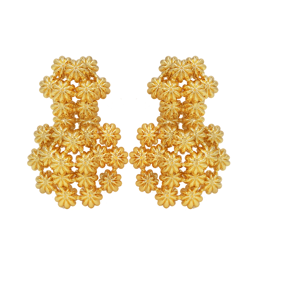 Boucles d'oreilles africaines exagérées à grande fleur pour femmes, plaqué or 18 carats, Piercing à la , bijoux de fête de mariage, dubaï, Nigeria