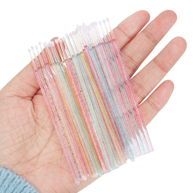 100 Pcs MicroBrush di cristallo usa e getta ciglia individuali rimozione tampone Micro pennello per le donne estensione ciglia strumenti pennello trucco