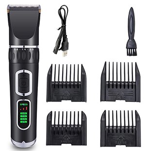 LCD display pet hair clipper dog shaving large dog Teddy USB charging hair clipper: Black