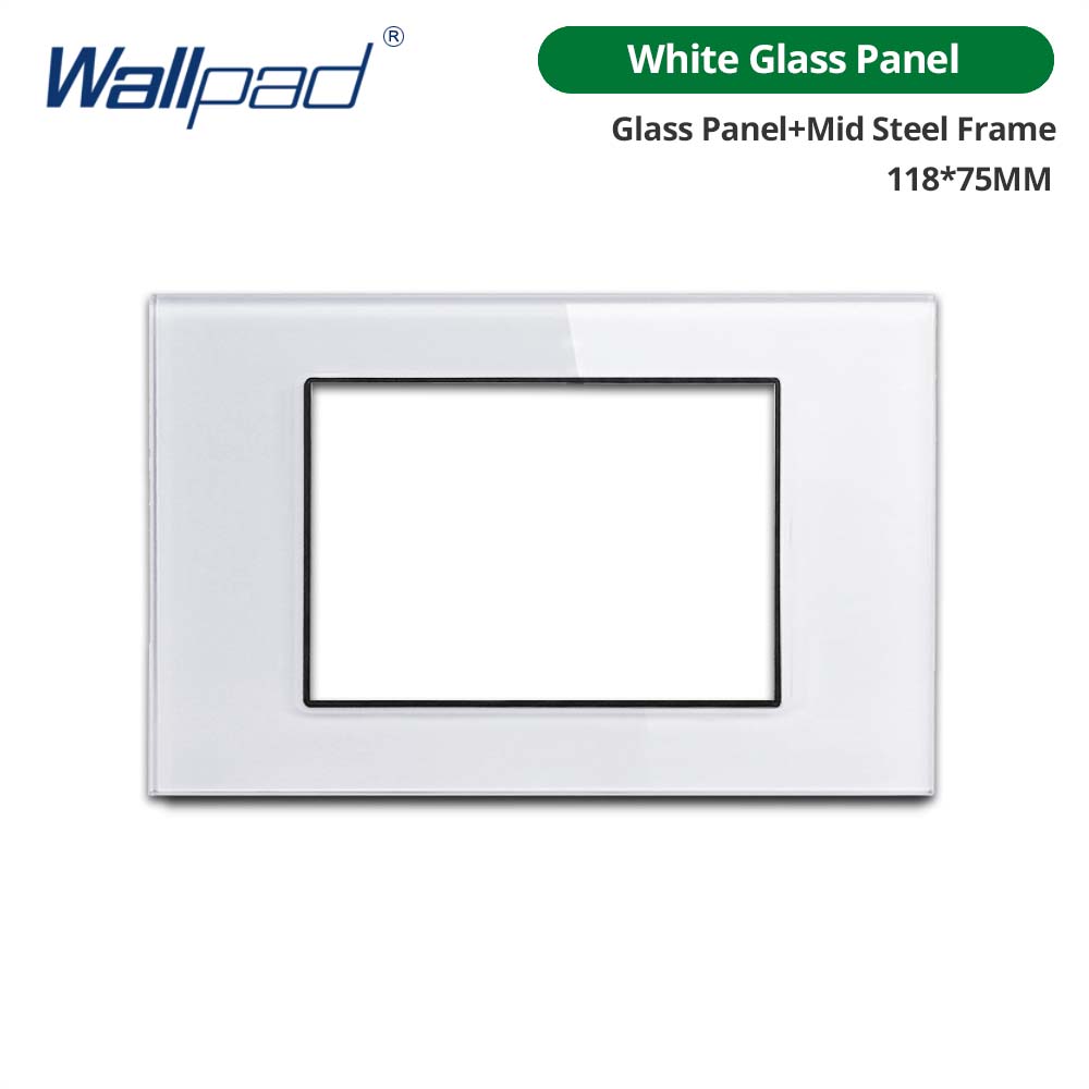 Wallpad DIY White Tempered Glass Panel Wall Light Switch EU UK Italian Brazil Socket Free Combination 118*75mm Module Frame Only: Beige
