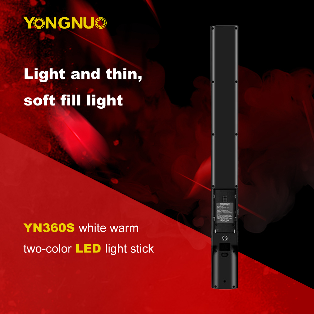 Yongnuo  yn360s 3200k-5500k håndholdt ispind led video lys højde lysstyrke førte videolampe til fotografering telefon app kontrol