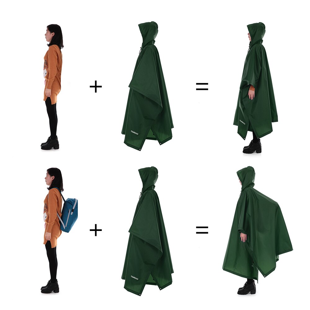 TOMSHOO-chubasquero ligero multifuncional con capucha, cubierta para lluvia, Poncho, capa de lluvia, estera para tienda de campaña al aire libre