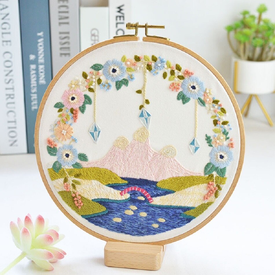 DIY Embroidery Flower Handwork Needlework for Beginner Cross Stitch Kit Ribbon Painting Embroidery Hoop Home Decoration: 05