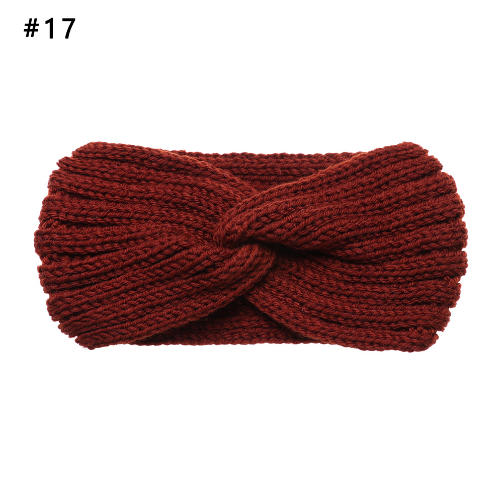 Bandeaux en laine tricotés au Crochet | Bandeaux d'hiver pour femmes, style bohémien, tissage croisé fait à la main, et solide: 17