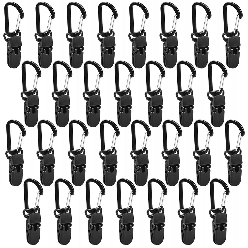 30 stuks tentclip, verstelbare, stevige, winddichte luifelklem van kunststof, voor buitenkampeertenten, krokodillenklem, kunststof klem met grijpklem: 30 stuks