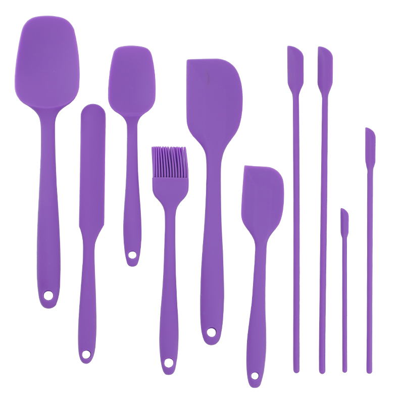 10PCS Silicone Spatula Kitchenware Baking Spatula Set Silicone Cake Spatula Baking Accessories Baking Silicone: GC-10PCS-Purple