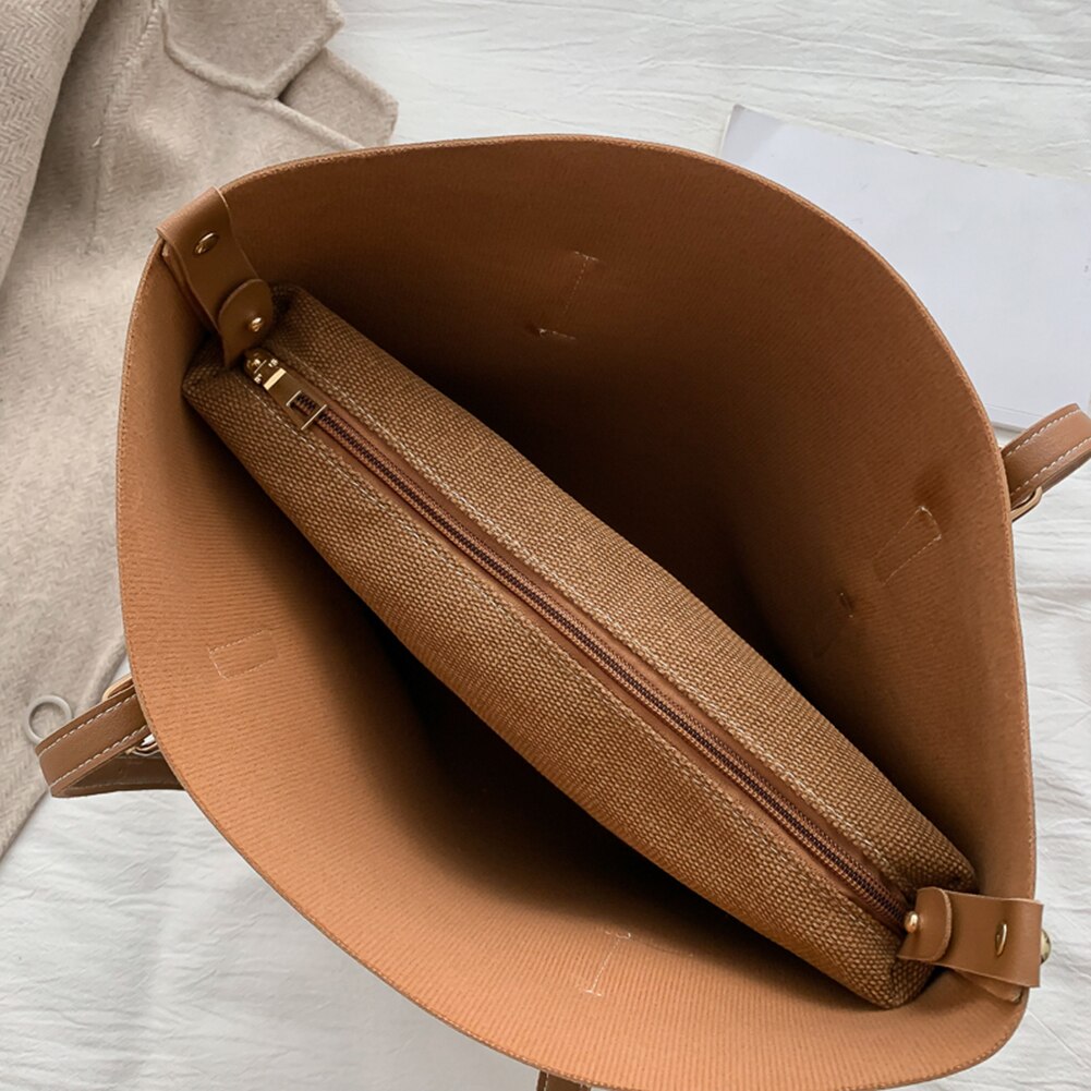 Popular Simple Female Daily Bag Solid Color Women PU Leather Shoulder Handbag Large Capacity Tote Clutch