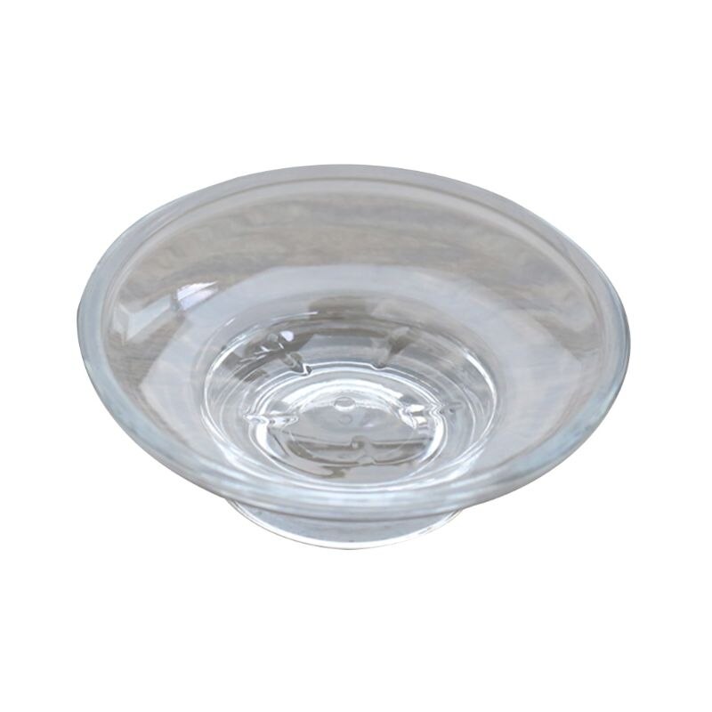 Jabonera redonda de vidrio, caja de almacenamiento transparente, accesorios para ducha, baño, Hotel,: Blanco