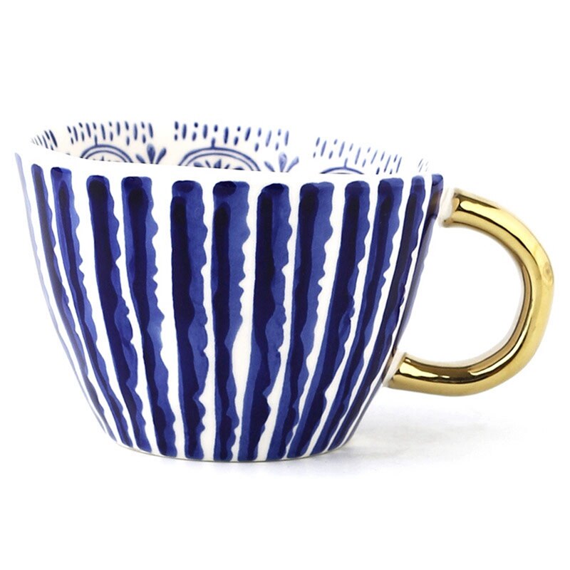 Geometric Ceramic Cup Hand Painted Capacity Water Handle Cup Irregular Milk Office Coffee Cup Home Decor: Clear