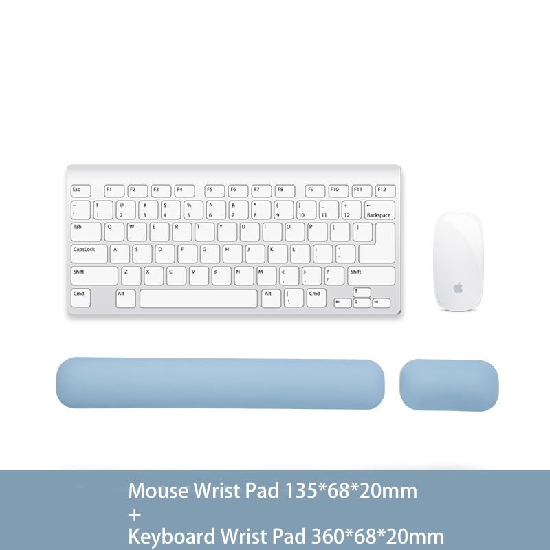 Memory Foam Toetsenbord Muis Polssteun Hand Ondersteuning Set Ergonomische Mousepad Kussen Mat Voor Office Laptop Computer Typen Gaming: Medium set blue