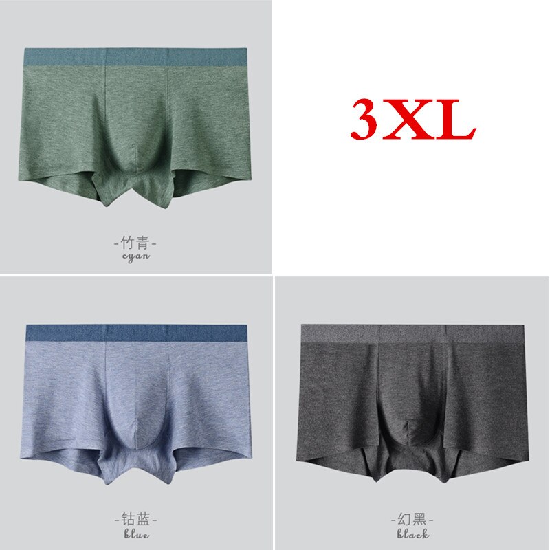 3 unids/lote, ropa interior Xiaomi para hombres, hilo de fibra de color, ropa interior sin costuras para hombres, nuevas bragas exuberantes para hombres, boxer , calzoncillos transpirables: Blue Green Black 3XL