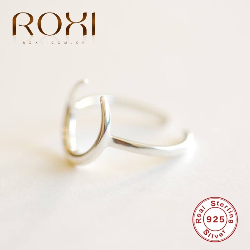 Anillos abiertos de estrella simétricos ROXI Moon para mujeres Anillos de plata de ley 925 joyería Bague bisutería para mujer Luna anillo abierto de plata