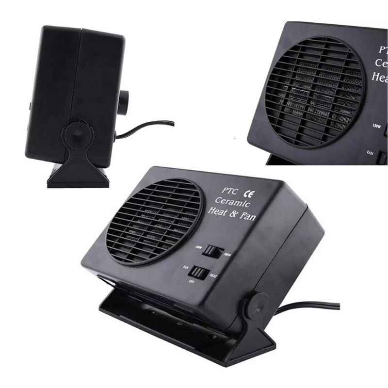 12V Car Portable 2 in 1 Electric Fan and Heater 300W Defroster Demister Quick Heating Speed