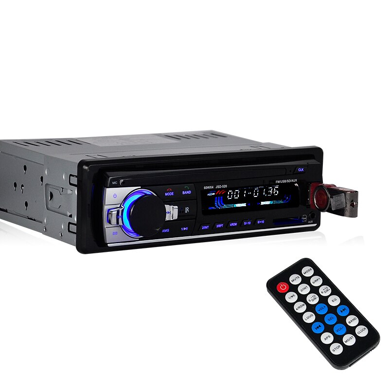 12V Bluetooth Stereo car FM Radio with ISO Cable Stereo In-dash 1 Din FM Aux SD USB