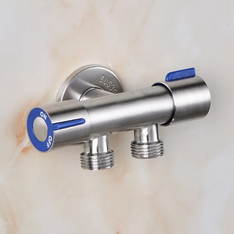 G1/2 x 1/2 304 Stainless Steel One Into Two Three-Way Angle Valve, Double Handle Double Control Single Cold Multi-Function Fauce