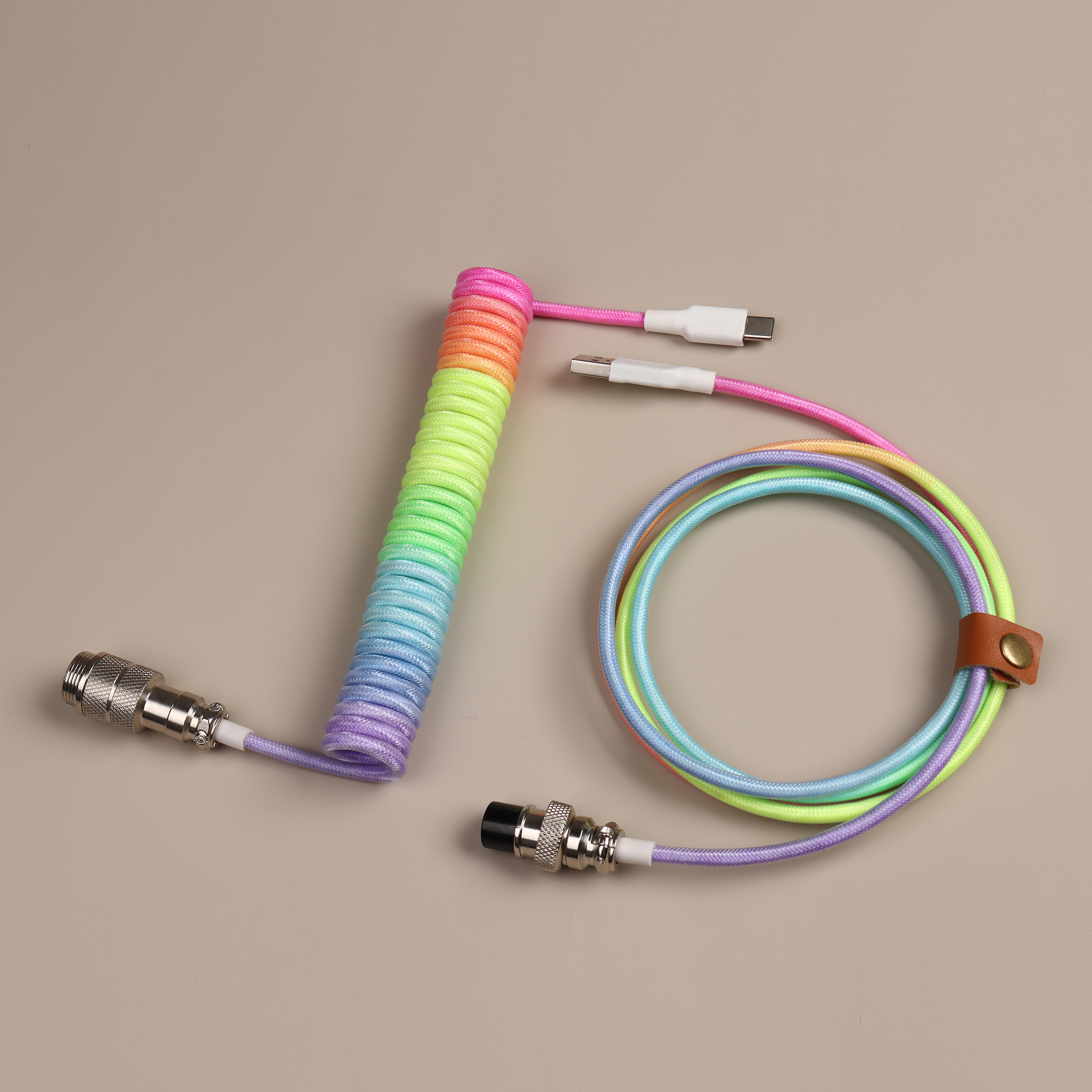 Cable de teclado Usb en espiral LANO, teclado en espiral negro, Cable Usb tipo C, conector de aviador de Metal, Cable de teclado Usb GX16 para juegos: Multicolor