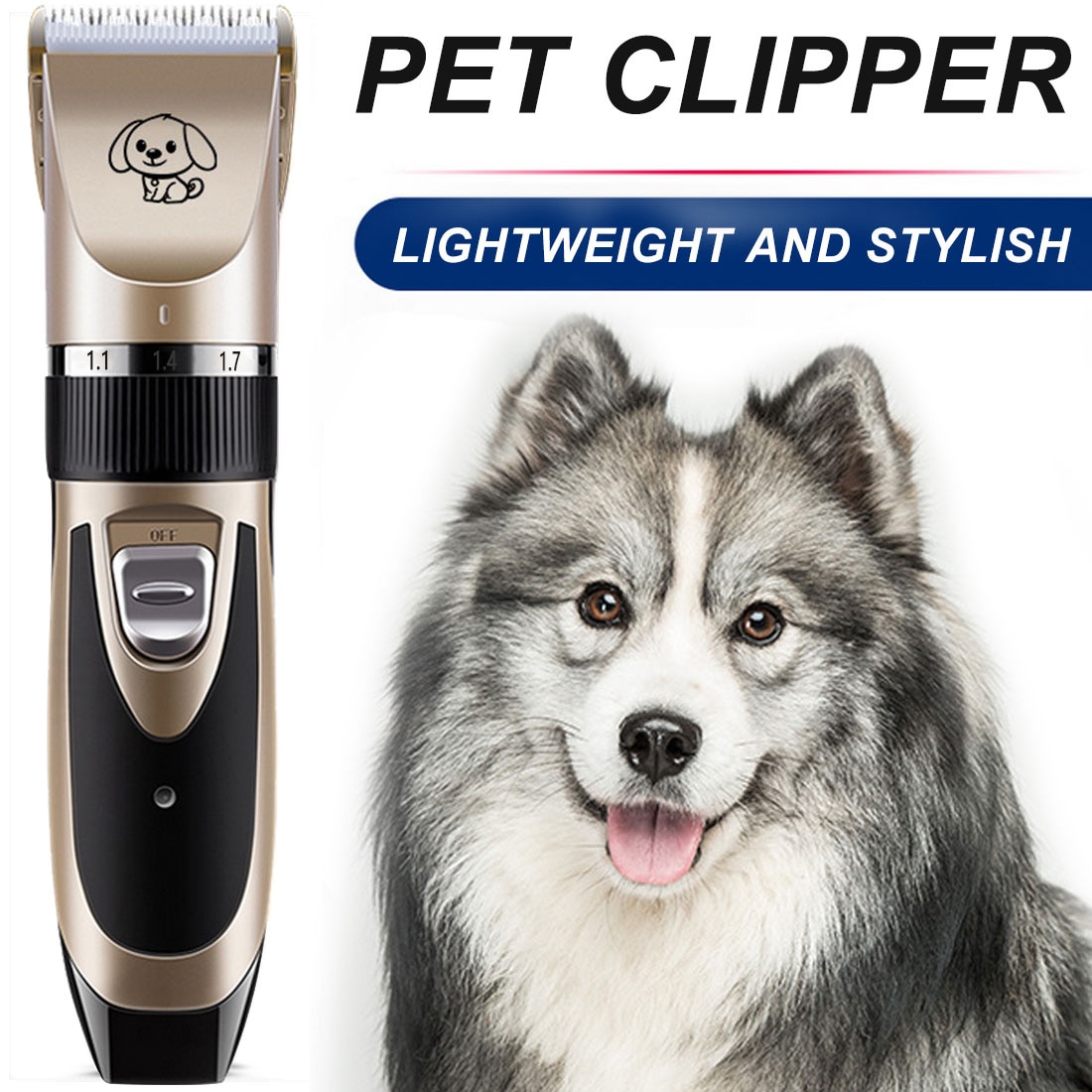 Rechargeable Pet Cat Dog Hair Trimmer Shaver Set Electric Dog Clipper Cat Low-noise Grooming Shaver Cut Machine Set+Spare Blade