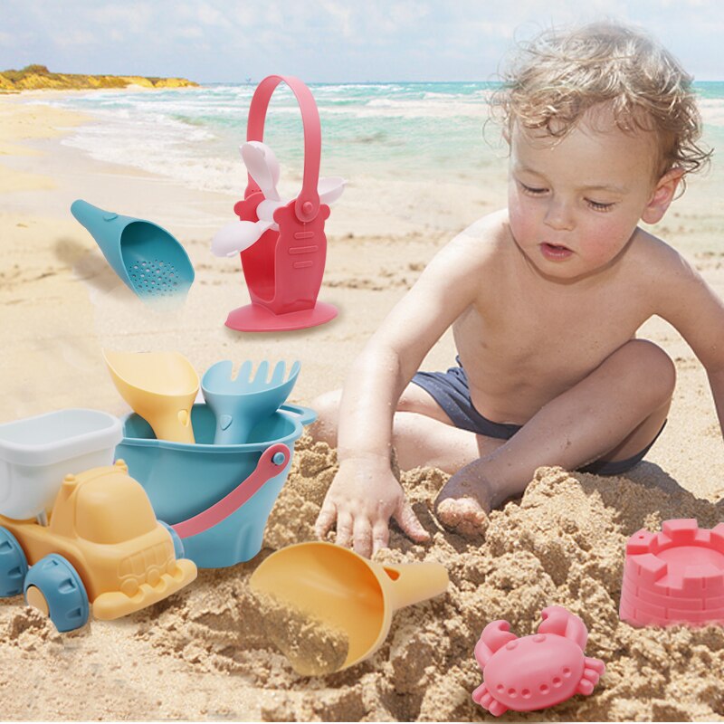 Kids Beach Toys Summer Soft Plastic Children Sandbox Set Kit Water Game Toys Play Sand Water Game Play Cart