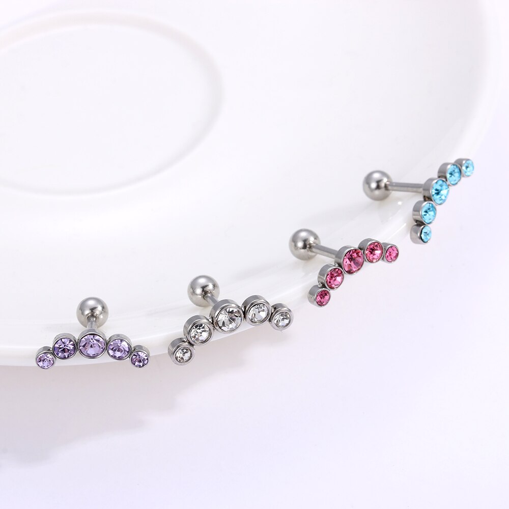 1PC Knorpel Helix Tragus Stud Ohrringe Ohr Nagel Edelstahl Bar Piercing Kristall Körper Schmuck Zubehör