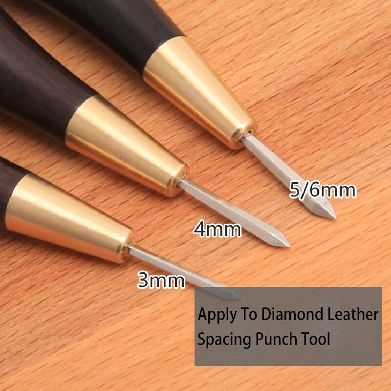 Poinçon de couture artisanal en cuir, manche en bois en forme de diamant, 1.5mm 3mm 4mm 5-6mm, outils de couture faits à la main, bricolage