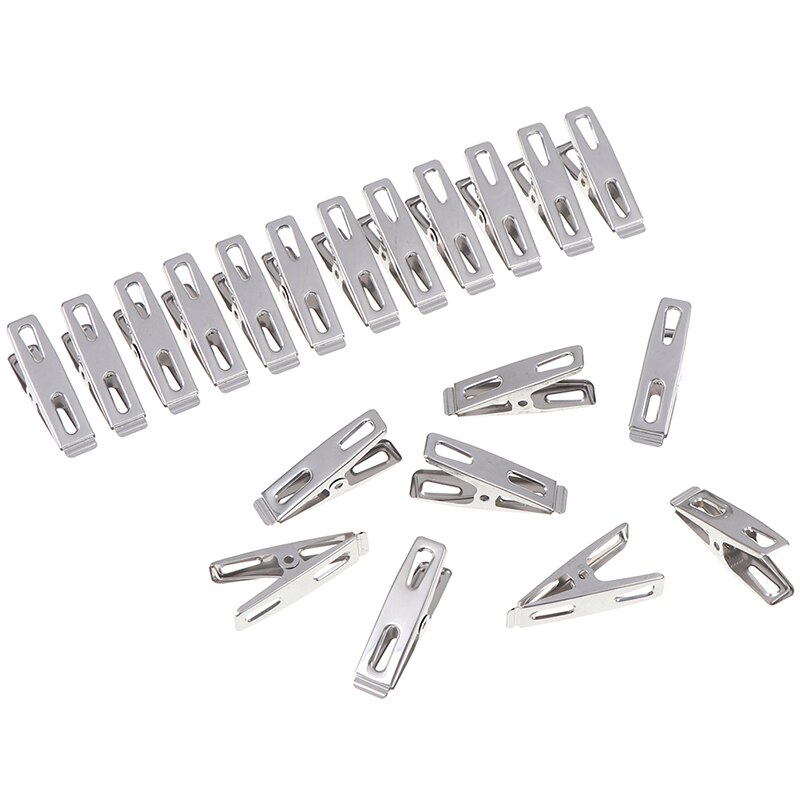 20pcs Stainless Steel Towel Clothes Pegs Clip Hang Pins Laundry Clamps Windproof D3 Hanging Clothes Kitchen Bathroom Organizer