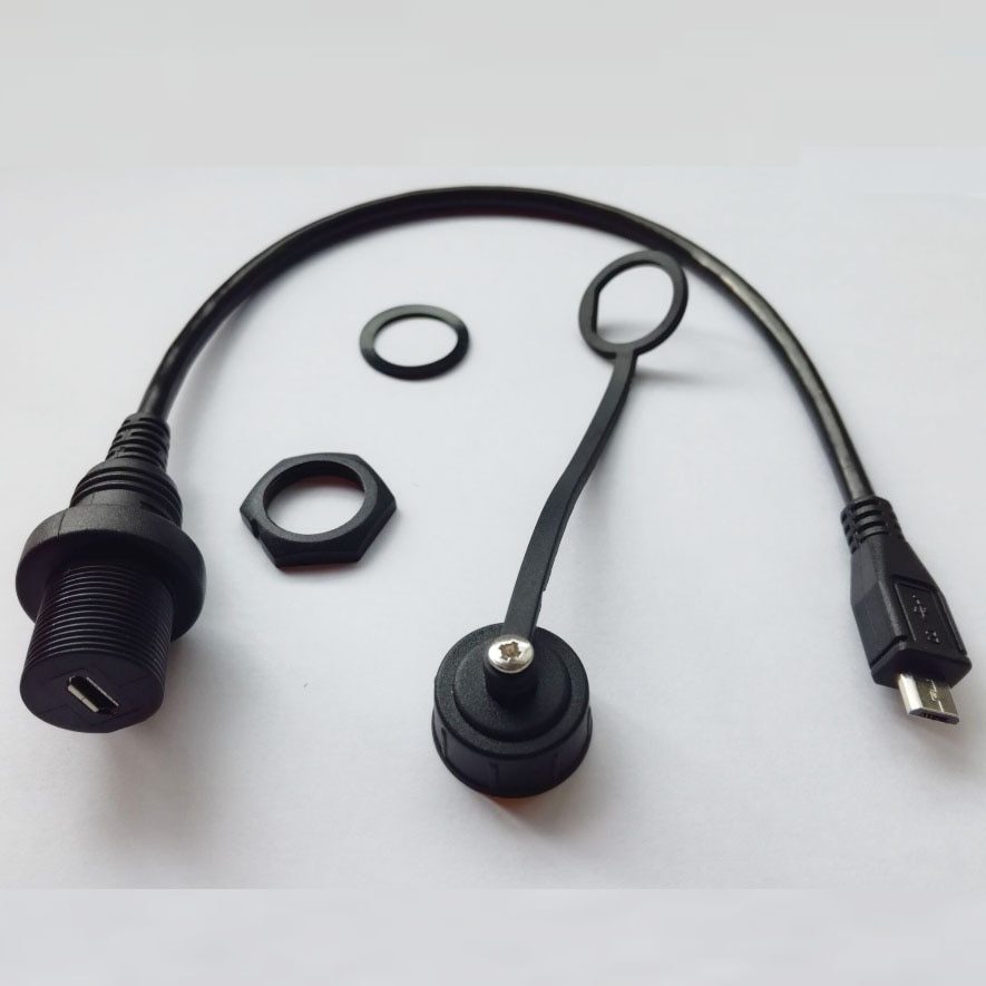 Micro USB 2.0 IP67 Waterproof Cable,Micro-USB 5pin IP 67 Male to Female Panel Mount WaterProof Connector Extension cord