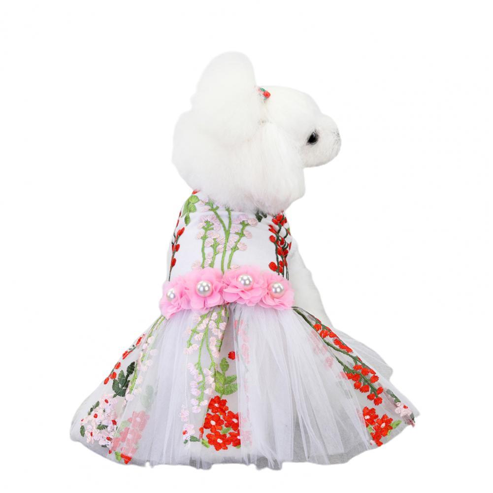 Cute Dog Clothing Nice-looking Universal Dog Skirt Dog Wedding Leafy Flower Clothing for Pomeranian Pet Skirt: Rood / M