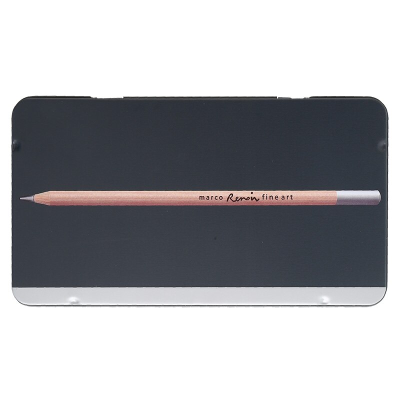 12pcs Marco Raffine Standard Pencils Sketching Pencil Tin Box Graphite Core Wooden Pencil Art Set Student Artist: 3000 professional