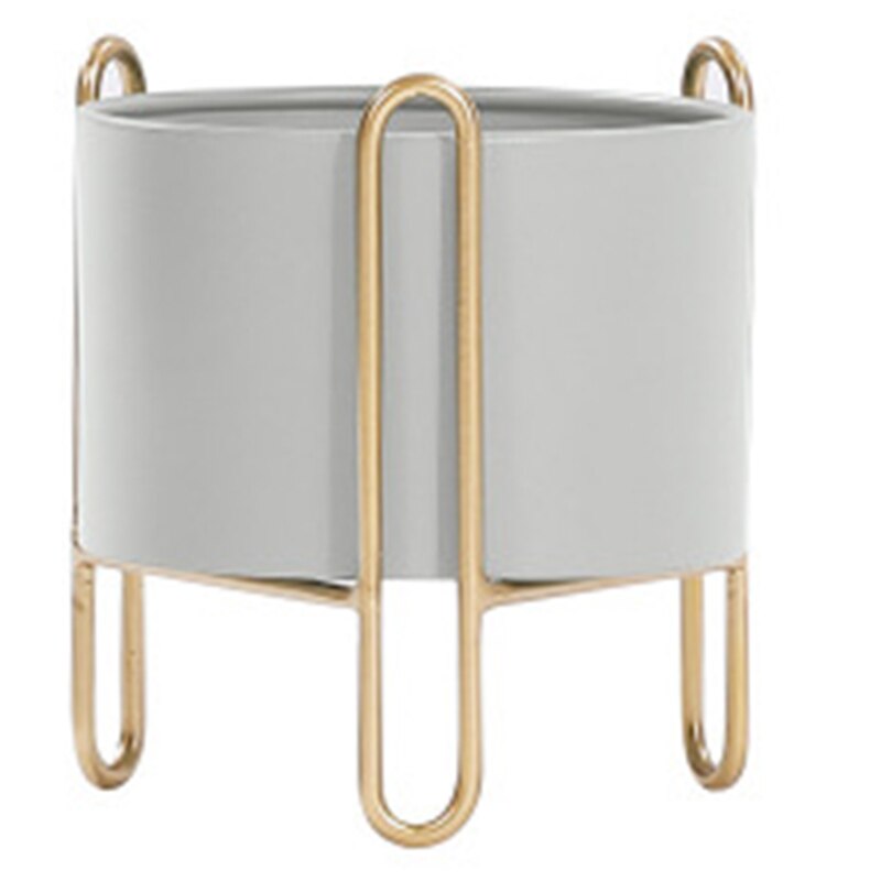 Florero de hierro forjado, soporte para maceta, contenedor de cultivo para decoración interior y exterior del Hogar: Gray
