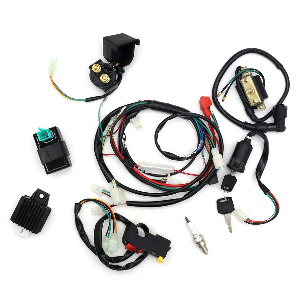Motorcycle CDI Wiring Harness Loom Solenoid Ignition Coil Rectifier spark plug for 50cc 90cc 110cc 125cc PIT Quad Dirt Bike ATV